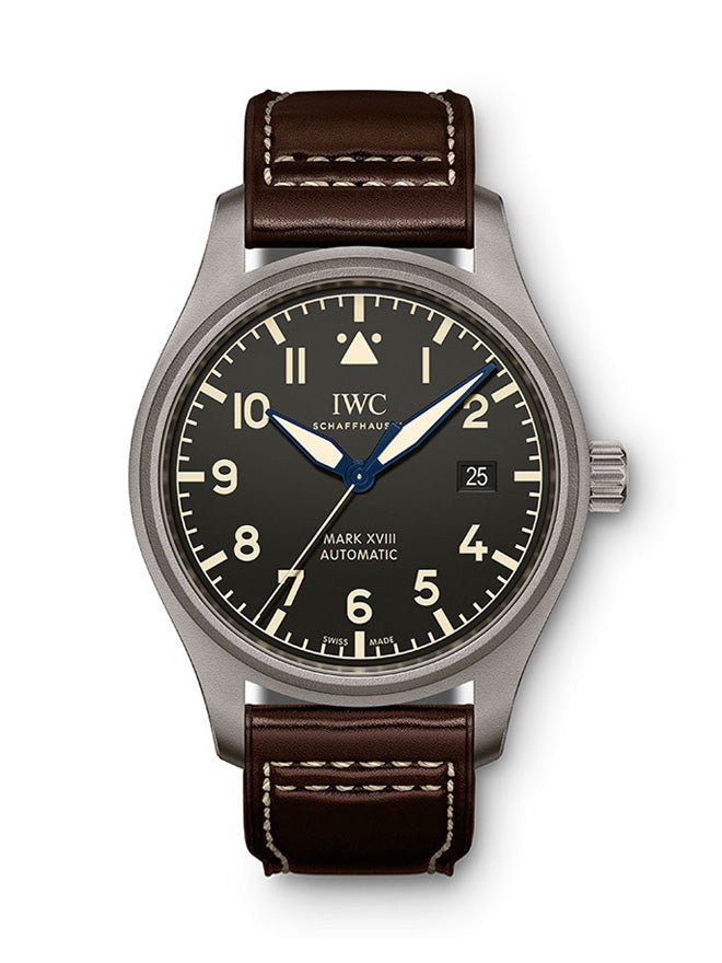  Shop Authentic IWC Pilot's Watch Mark XVIII 40mm Black Dial Brown Leather Strap Watch for Men - IW327006 - Luxxuri