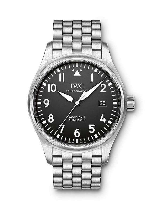  Shop Authentic IWC Pilot’s Watch Mark XVIII Black Dial Silver Steel Strap Watch for Men - IW327015 - Luxxuri