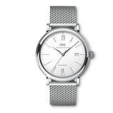  Shop Authentic IWC Portofino Automatic White Dial Silver Mesh Bracelet Watch for Men - IW356505 - Luxxuri
