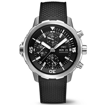  Shop Authentic IWC Aquatimer Chronograph Black Dial Black Leather Strap Watch for Men - IW376803 - Luxxuri