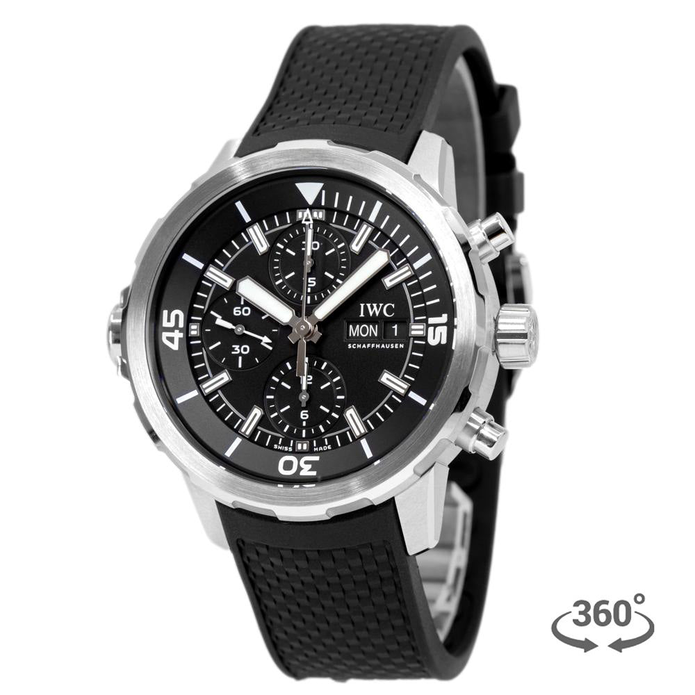  Shop Authentic IWC Aquatimer Chronograph Black Dial Black Leather Strap Watch for Men - IW376803 - Luxxuri