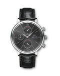  Shop Authentic IWC Portofino Chronograph Black Dial Black Leather Strap Watch for Men - IW391029 - Luxxuri