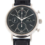  Shop Authentic IWC Portofino Chronograph Black Dial Black Leather Strap Watch for Men - IW391008 - Luxxuri