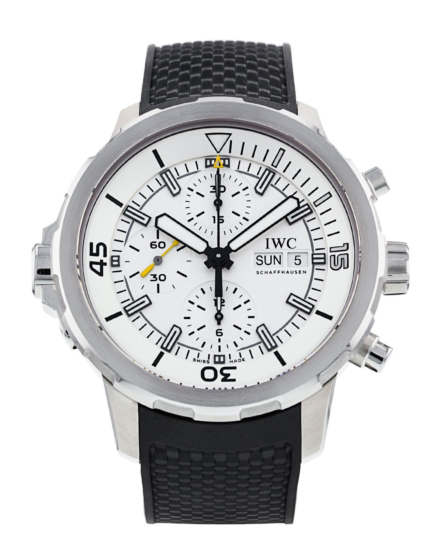  Shop Authentic IWC Aquatimer Chronograph White Dial Black Rubber Strap Watch for Men - IW376801 - Luxxuri