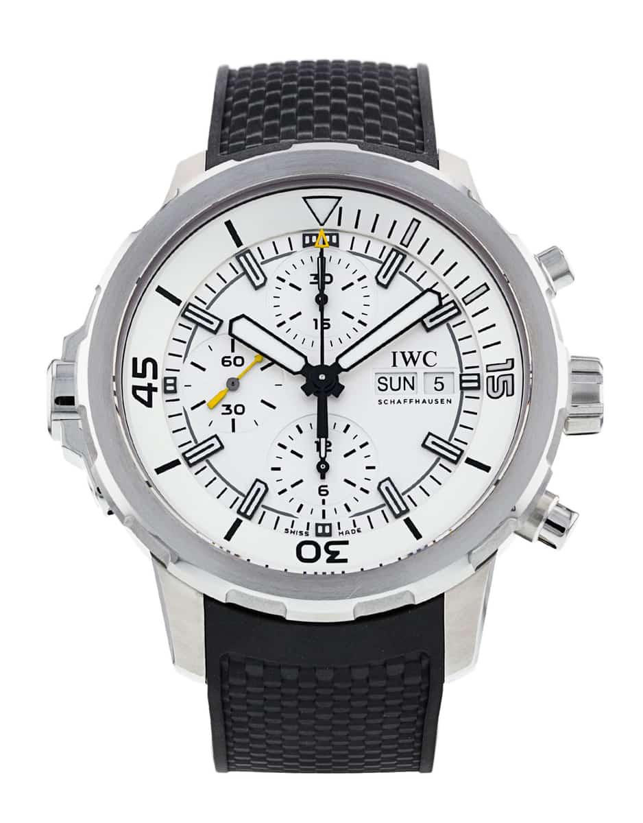  Shop Authentic IWC Aquatimer Chronograph White Dial Black Rubber Strap Watch for Men - IW376801 - Luxxuri