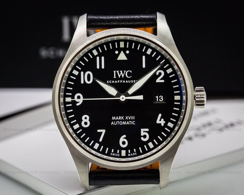  Shop Authentic IWC Pilot's Mark XVIII 40mm Black Dial Black Leather Strap Watch for Men - IW327001 - Luxxuri