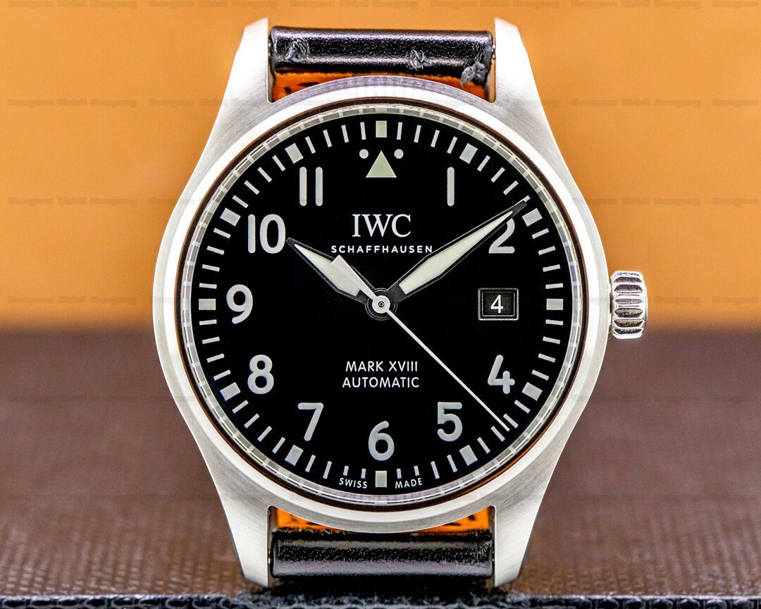  Shop Authentic IWC Pilot's Mark XVIII 40mm Black Dial Black Leather Strap Watch for Men - IW327001 - Luxxuri