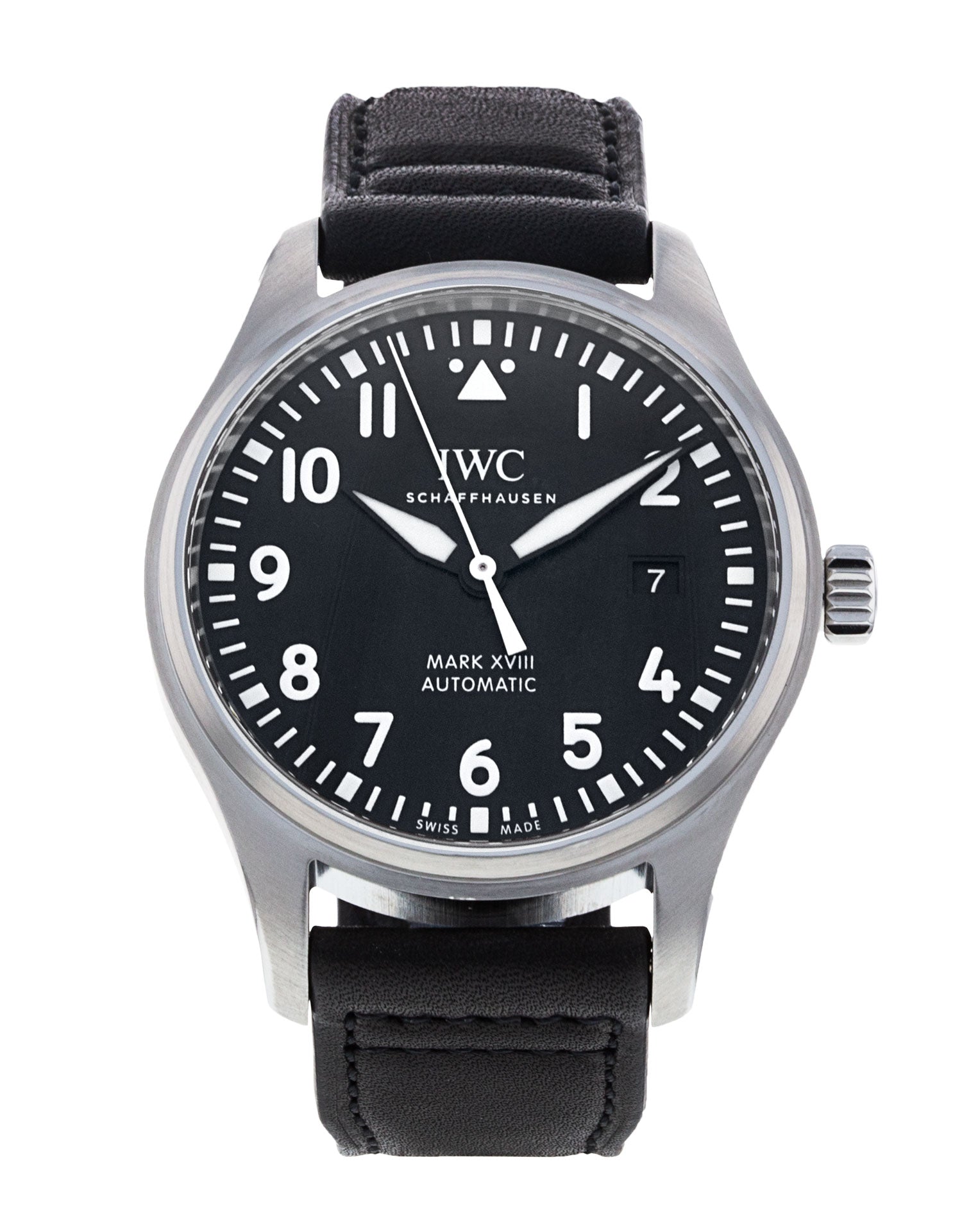  Shop Authentic IWC Pilot's Mark XVIII 40mm Black Dial Black Leather Strap Watch for Men - IW327001 - Luxxuri