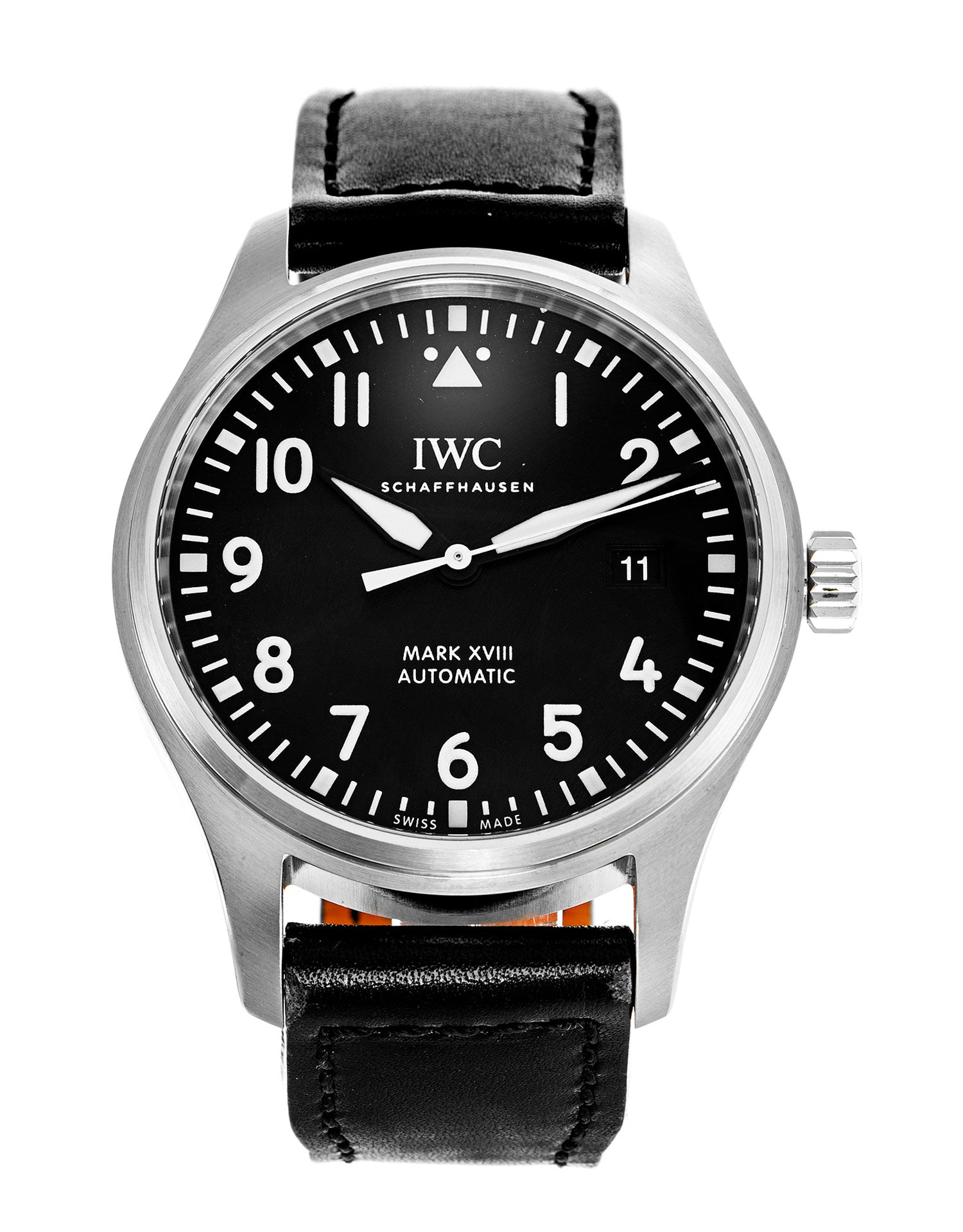  Shop Authentic IWC Pilot's Mark XVIII 40mm Black Dial Black Leather Strap Watch for Men - IW327001 - Luxxuri
