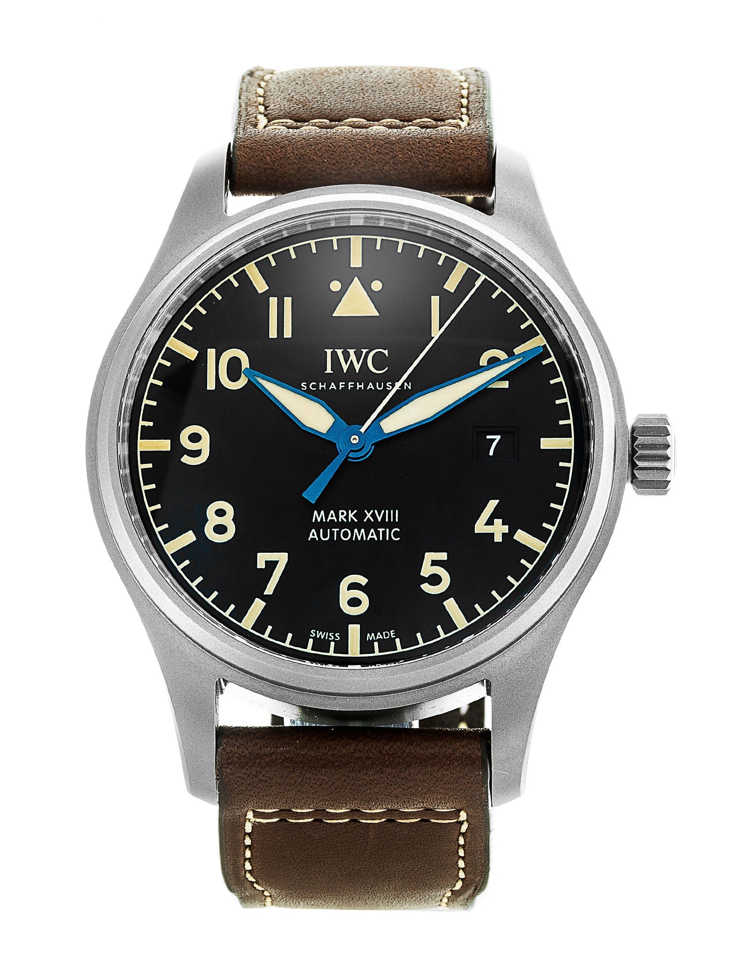 Shop Authentic IWC Pilot's Watch Mark XVIII 40mm Black Dial Brown Leather Strap Watch for Men - IW327006 - Luxxuri