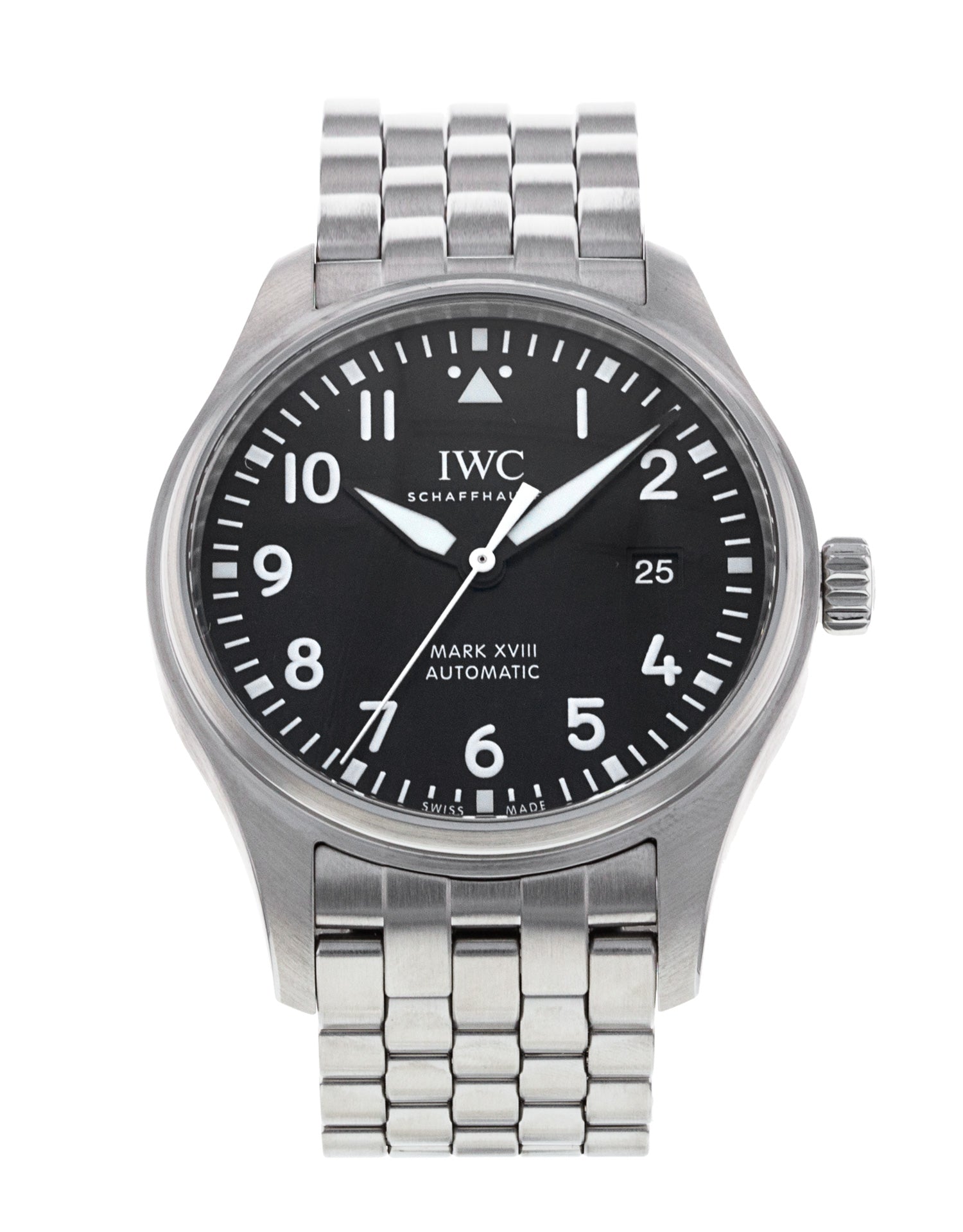  Shop Authentic IWC Pilot’s Watch Mark XVIII Black Dial Silver Steel Strap Watch for Men - IW327015 - Luxxuri