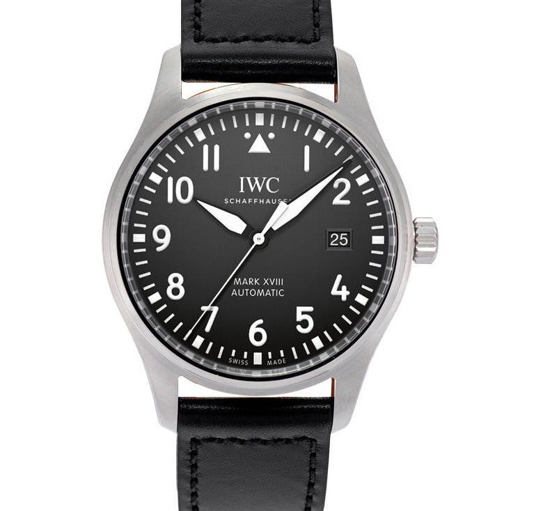  Shop Authentic IWC Pilot's Mark XVIII 40mm Black Dial Black Leather Strap Watch for Men - IW327001 - Luxxuri