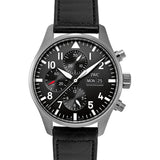  Shop Authentic IWC Pilot's Watch Chronograph Black Dial Black Leather Strap Watch for Men - IW377709 - Luxxuri