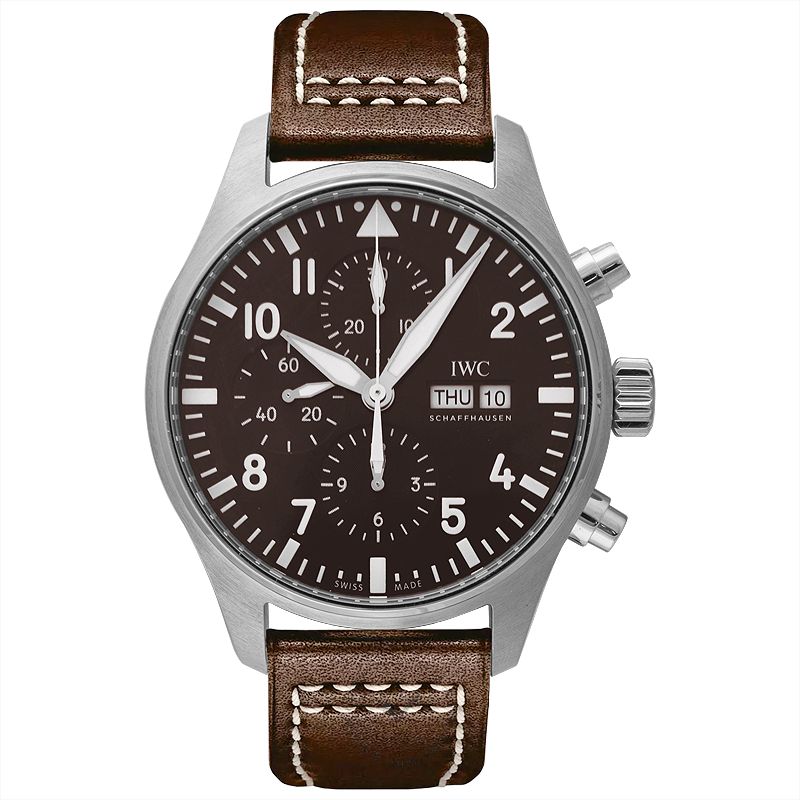  Shop Authentic IWC Pilot's Watch Chronograph Edition Brown Dial Brown Leather Strap Watch for Men - IW377713 - Luxxuri