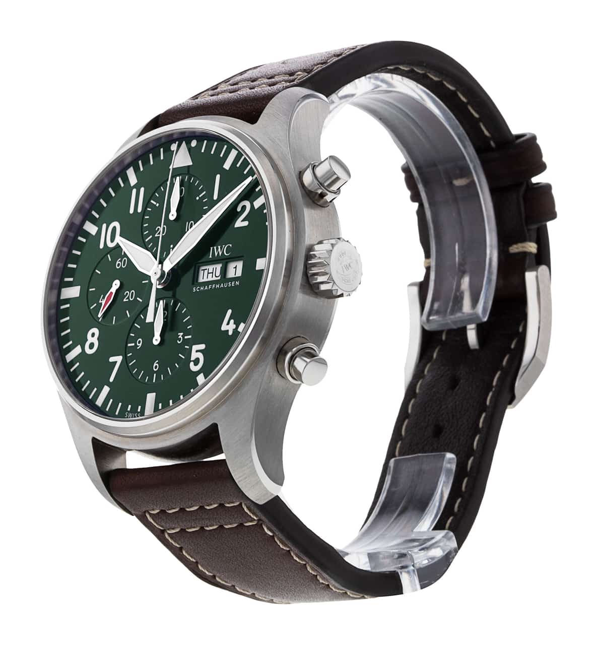  Shop Authentic IWC Pilot's Watch Chronograph Edition Racing Green 43mm Green Dial Brown Leather Strap Watch for Men - IW377726 - Luxxuri