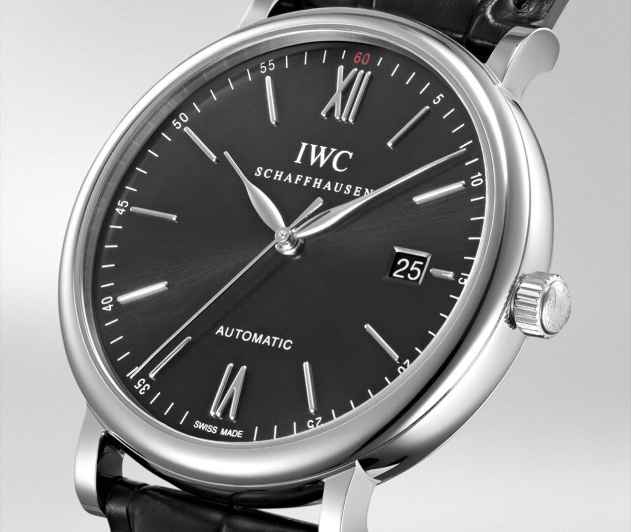  Shop Authentic IWC Portofino Automatic Black Dial Black Leather Strap Watch for Men - IW356502 - Luxxuri