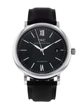  Shop Authentic IWC Portofino Automatic Black Dial Black Leather Strap Watch for Men - IW356502 - Luxxuri