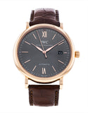  Shop Authentic IWC Portofino Automatic Grey Dial Brown Leather Strap Watch for Men - IW356511 - Luxxuri