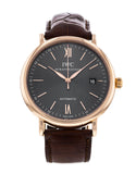  Shop Authentic IWC Portofino Automatic Grey Dial Brown Leather Strap Watch for Men - IW356511 - Luxxuri