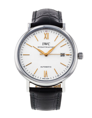  Shop Authentic IWC Portofino Automatic White Dial Black Leather Strap Watch for Men - IW356517 - Luxxuri
