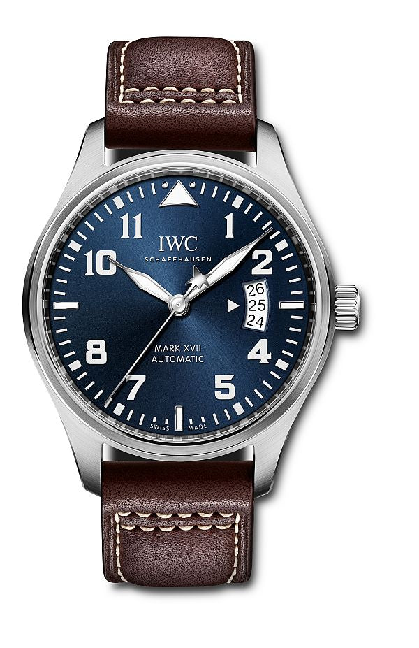  Shop Authentic IWC Pilots Watch Mark XVII Edition Le Petit Prince Blue Dial Brown Leather Strap Watch for Men - IW326506 - Luxxuri
