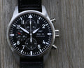  Shop Authentic IWC Pilot's Watch Chronograph Black Dial Black Leather Strap Watch for Men - IW377709 - Luxxuri