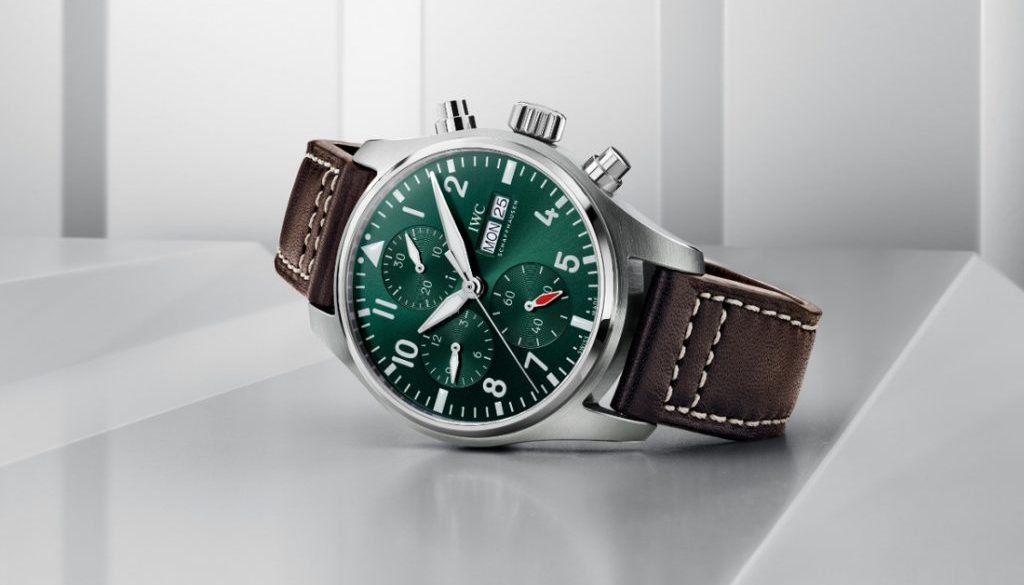  Shop Authentic IWC Pilot's Watch Chronograph Edition Racing Green 43mm Green Dial Brown Leather Strap Watch for Men - IW377726 - Luxxuri