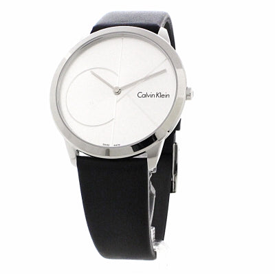  Shop Authentic Calvin Klein Minimal Silver Dial Black Leather Strap Watch for Men - K3M211CY - Luxxuri