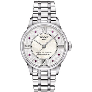  Shop Authentic Tissot Chemin Des Tourelles Powermatic 80 Rubies Mother of Pearl Dial Silver Steel Strap Watch For Women - T099.207.11.113.00 - Luxxuri