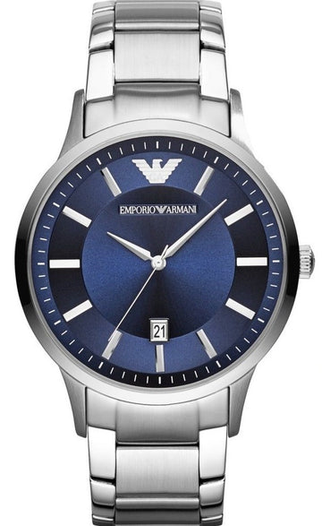  Shop Authentic Emporio Armani Renato Quartz Blue Dial Silver Steel Strap Watch For Men - AR11182 - Luxxuri