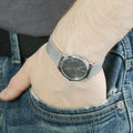  Shop Authentic Calvin Klein Minimal Grey Dial Silver Mesh Bracelet Watch for Men - K3M21124 - Luxxuri