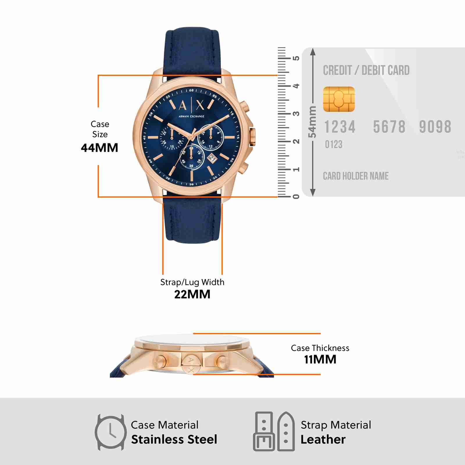  Shop Authentic Armani Exchange Banks Chronograph Blue Dial Blue Leather Strap Watch For Men - AX1723 - Luxxuri