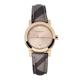  Shop Authentic Burberry The City Pink Dial Brown Leather Strap Watch for Women - BU9236 - Luxxuri