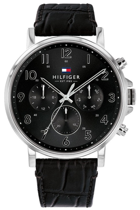  Shop Authentic Tommy Hilfiger Daniel Black Dial Black Leather Strap Watch for Men - 1710381 - Luxxuri