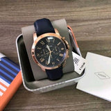  Shop Authentic Fossil Grant Chronograph Grey Dial Black Leather Strap Watch for Men - FS5085 - Luxxuri