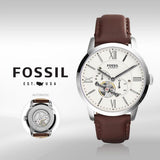  Shop Authentic Fossil Townsman Automatic White Dial Brown Leather Strap Watch for Men - ME3064 - Luxxuri