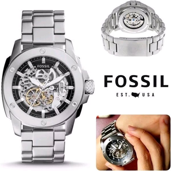  Shop Authentic Fossil Modern Machine Automatic Silver Dial Silver Steel Strap Watch for Men - ME3081 - Luxxuri