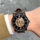  Shop Authentic Fossil Commuter Automatic Black Dial Brown Leather Strap Watch for Men - ME3158 - Luxxuri