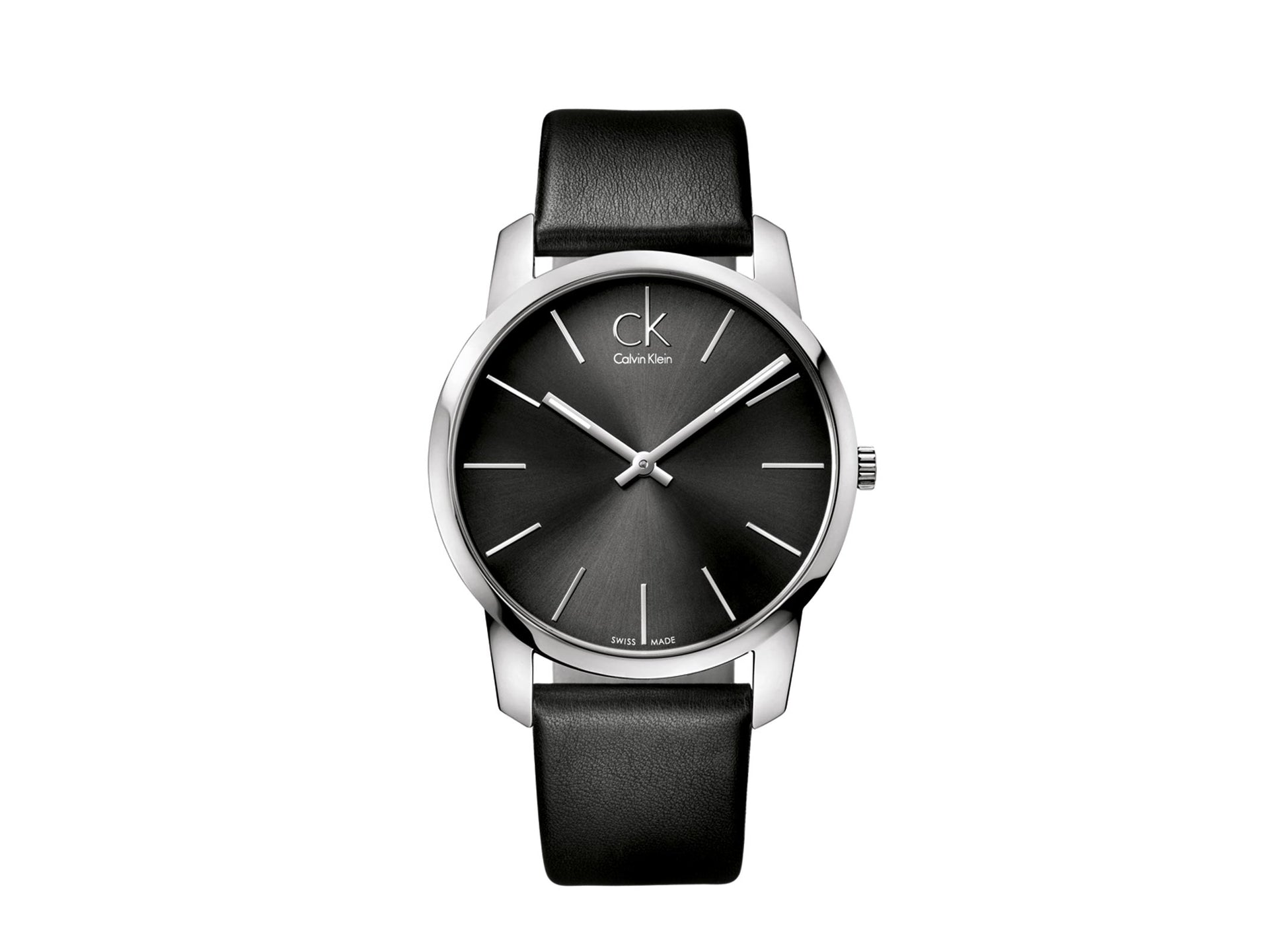  Shop Authentic Calvin Klein City Grey Dial Black Leather Strap Watch For Men - K2G21107 - Luxxuri