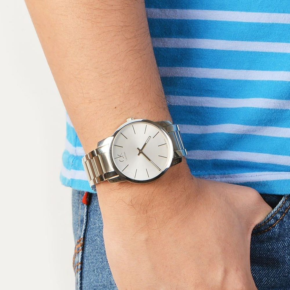  Shop Authentic Calvin Klein City Silver Dial Silver Steel Strap Watch for Women - K2G23126 - Luxxuri