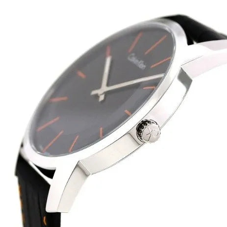  Shop Authentic Calvin Klein City Black Dial Black Leather Strap Watch for Men - K2G211C1 - Luxxuri
