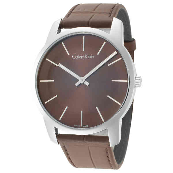  Shop Authentic Calvin Klein City Brown Dial Brown Leather Strap Watch for Men - K2G211GK - Luxxuri
