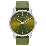  Shop Authentic Calvin Klein City Green Dial Green Leather Strap Watch for Men - K2G211WL - Luxxuri