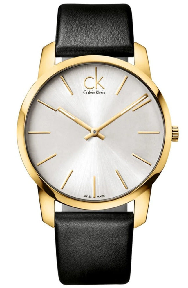  Shop Authentic Calvin Klein City Silver Dial Black Leather Strap Watch for Men - K2G21520 - Luxxuri