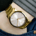  Shop Authentic Calvin Klein City Silver Dial Gold Steel Strap Watch for Men - K2G21546 - Luxxuri