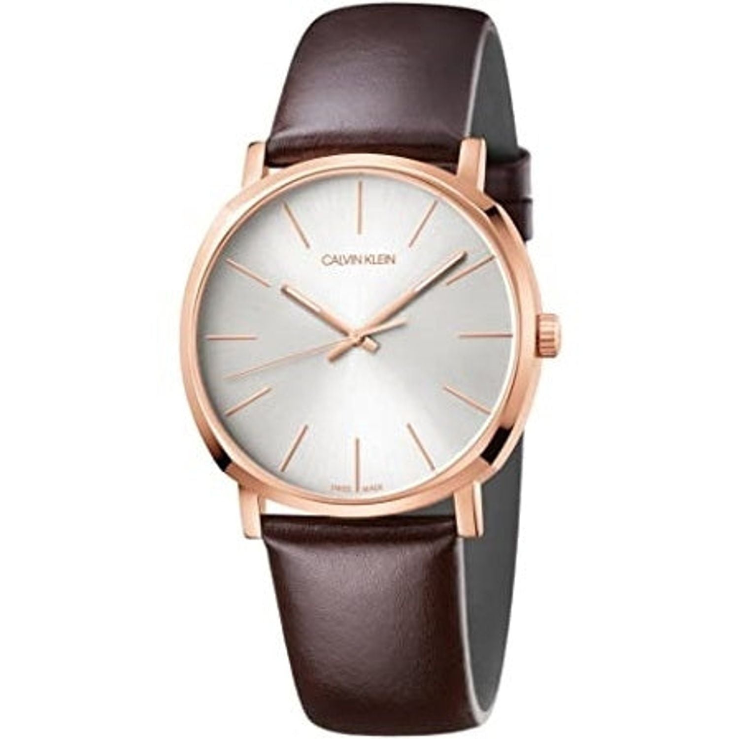 Shop Authentic Calvin Klein City White Dial Brown Leather Strap Watch for Men - K2G21629 - Luxxuri