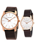  Shop Authentic Calvin Klein City White Mother of Pearl Dial Brown Leather Strap Watch for Women - K2G23620 - Luxxuri