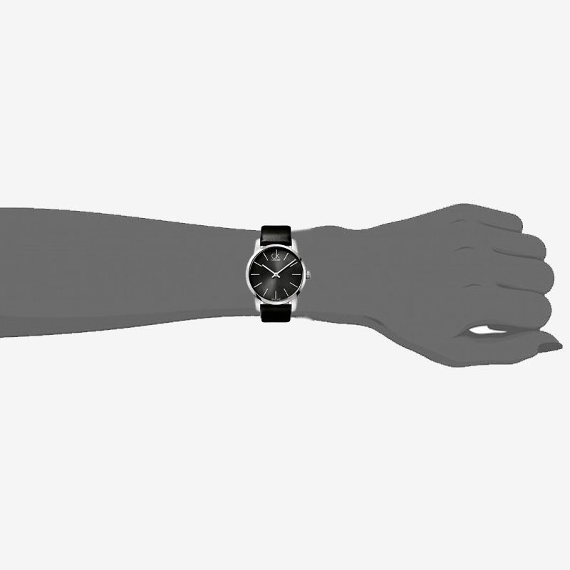  Shop Authentic Calvin Klein City Black Dial Black Leather Strap Watch For Women - K2G23107 - Luxxuri