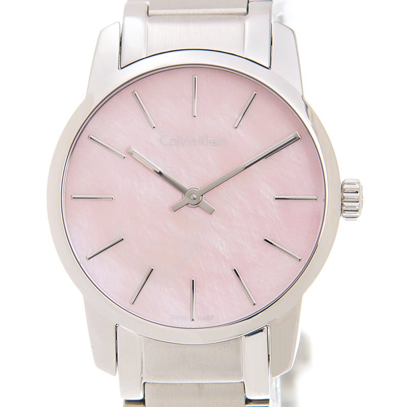  Shop Authentic Calvin Klein City Pink Mother of Pearl Dial Stainless Steel Strap Watch For Women - K2G2314E - Luxxuri