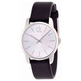  Shop Authentic Calvin Klein City Silver Dial Black Leather Strap Watch For Women - K2G231C6 - Luxxuri